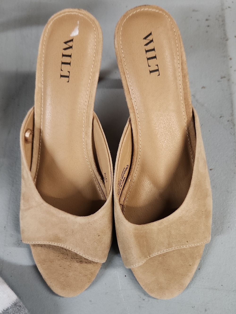 WILT Tan Suede Open-Toe Slide Mules